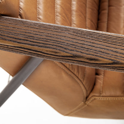 The Rowan – Tan & Black Faux Leather Tufted Lounge Chair