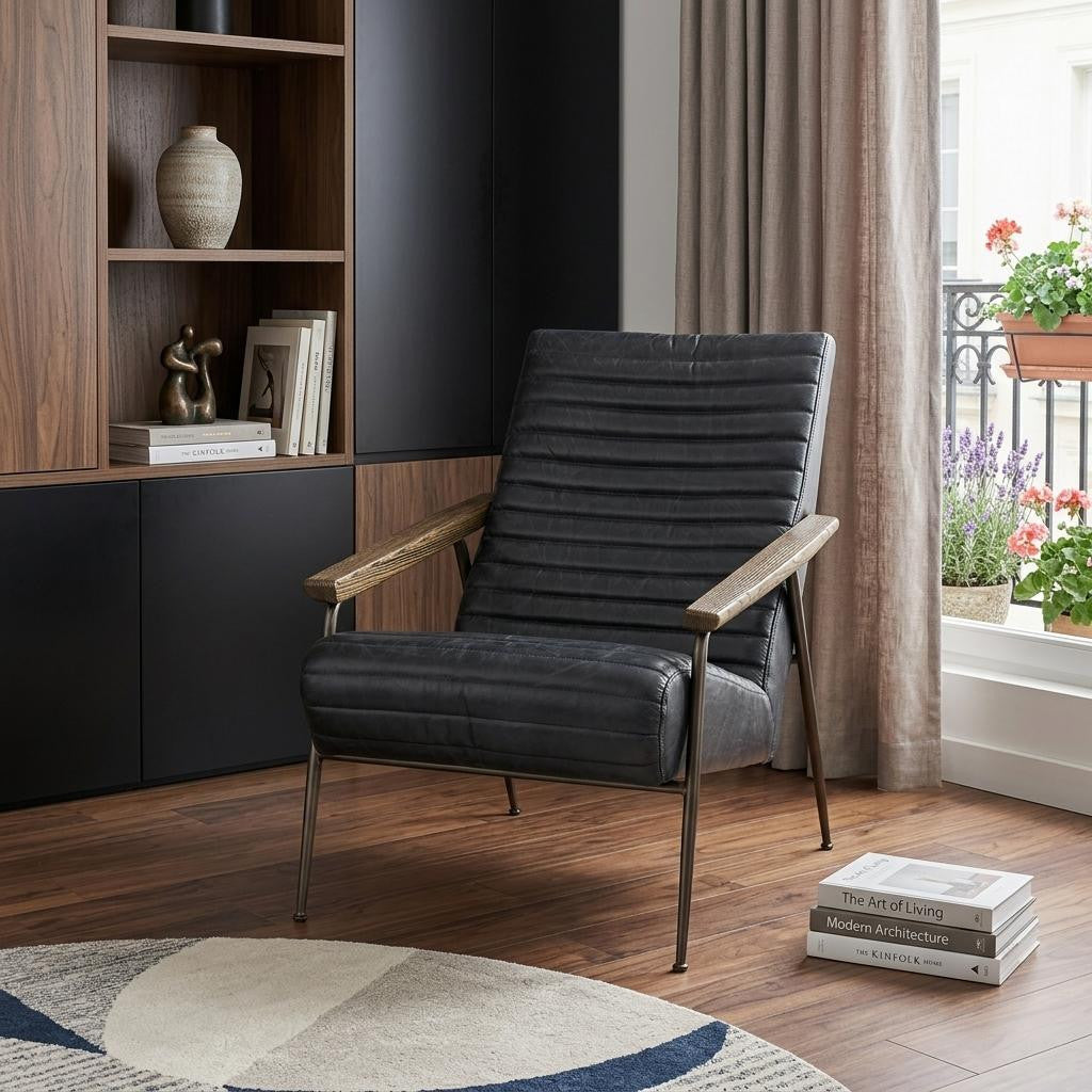 The Winyah – Black & Brown Faux Leather Lounge Chair