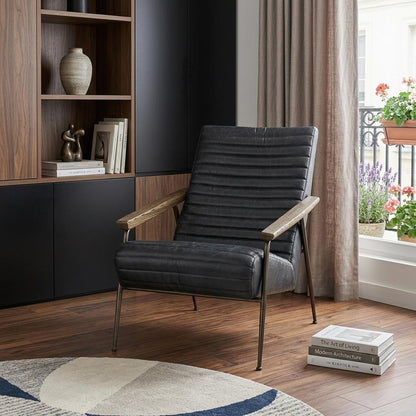 The Winyah – Black & Brown Faux Leather Lounge Chair