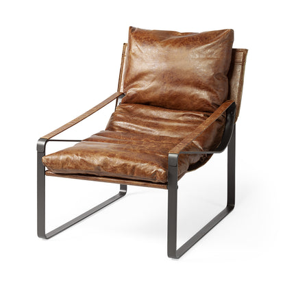 The Santee – Brown & Black Leather Distressed Lounge Chair