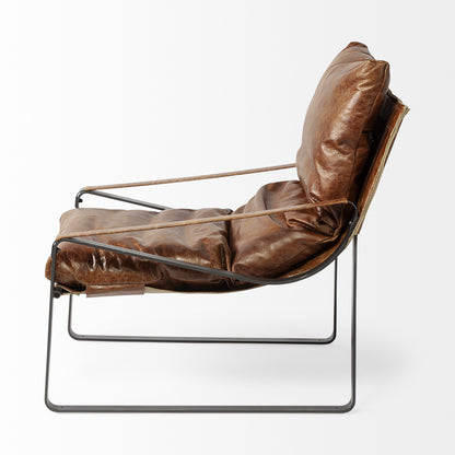 The Santee – Brown & Black Leather Distressed Lounge Chair
