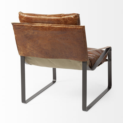 The Santee – Brown & Black Leather Distressed Lounge Chair