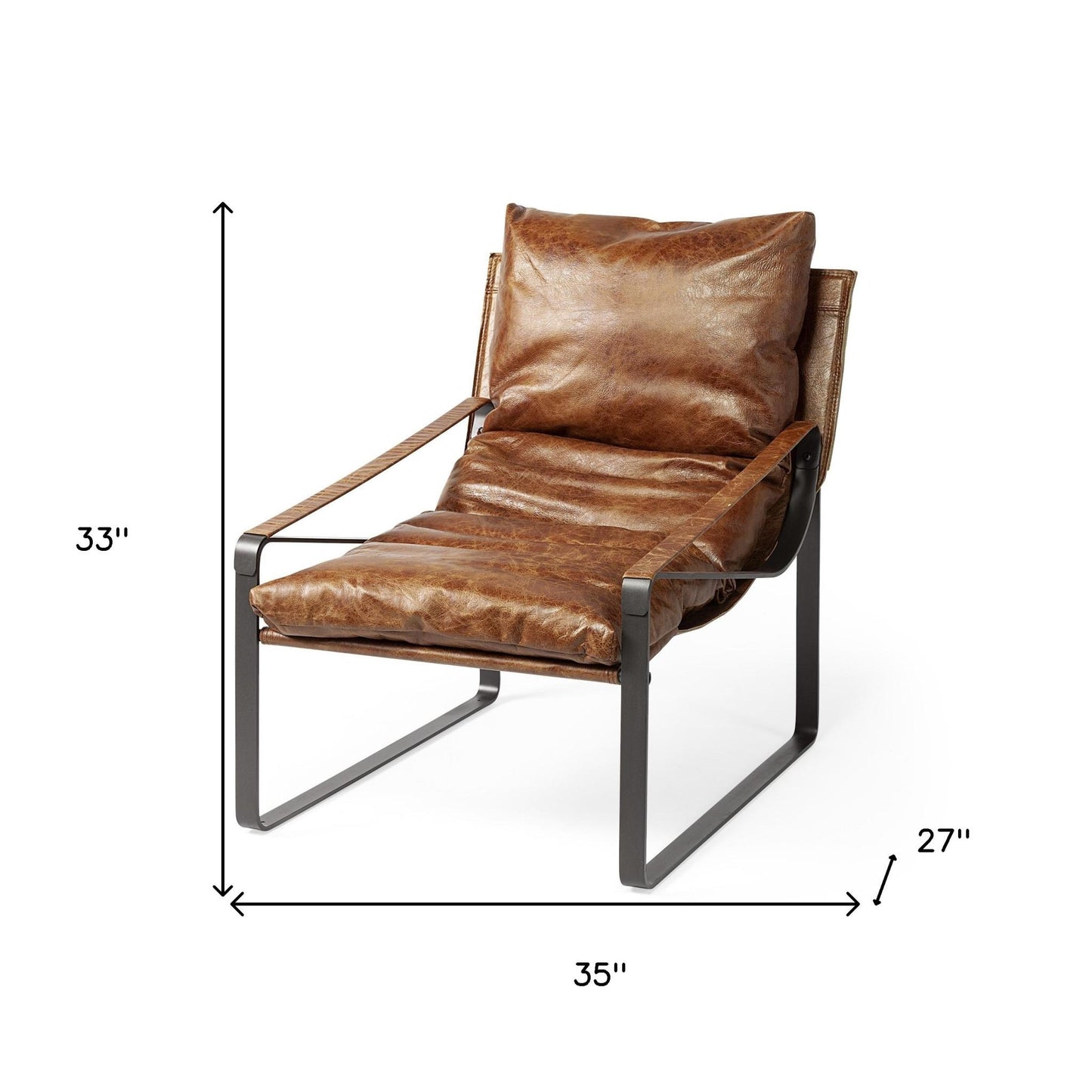 The Santee – Brown & Black Leather Distressed Lounge Chair