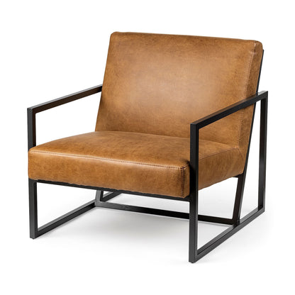 The Hartwell – Brown & Black Faux Leather Distressed Arm Chair