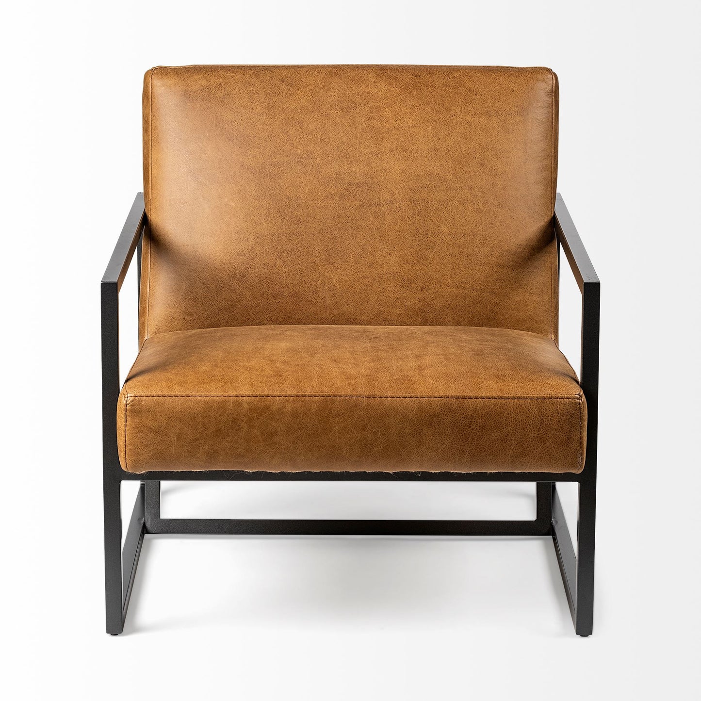 The Hartwell – Brown & Black Faux Leather Distressed Arm Chair