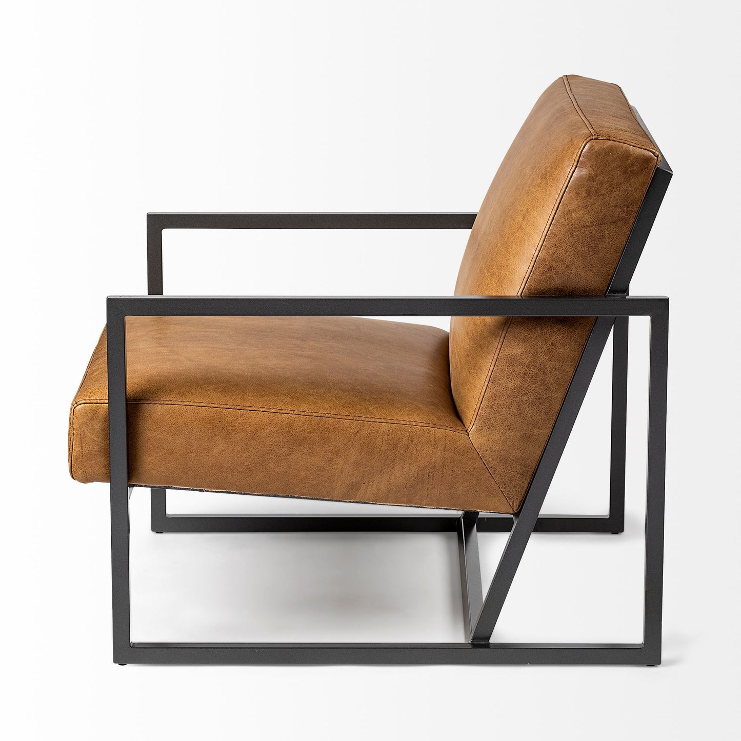 The Hartwell – Brown & Black Faux Leather Distressed Arm Chair