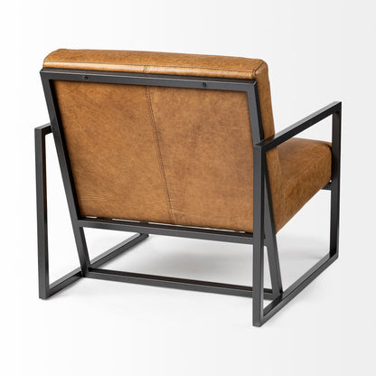 The Hartwell – Brown & Black Faux Leather Distressed Arm Chair