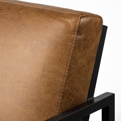 The Hartwell – Brown & Black Faux Leather Distressed Arm Chair