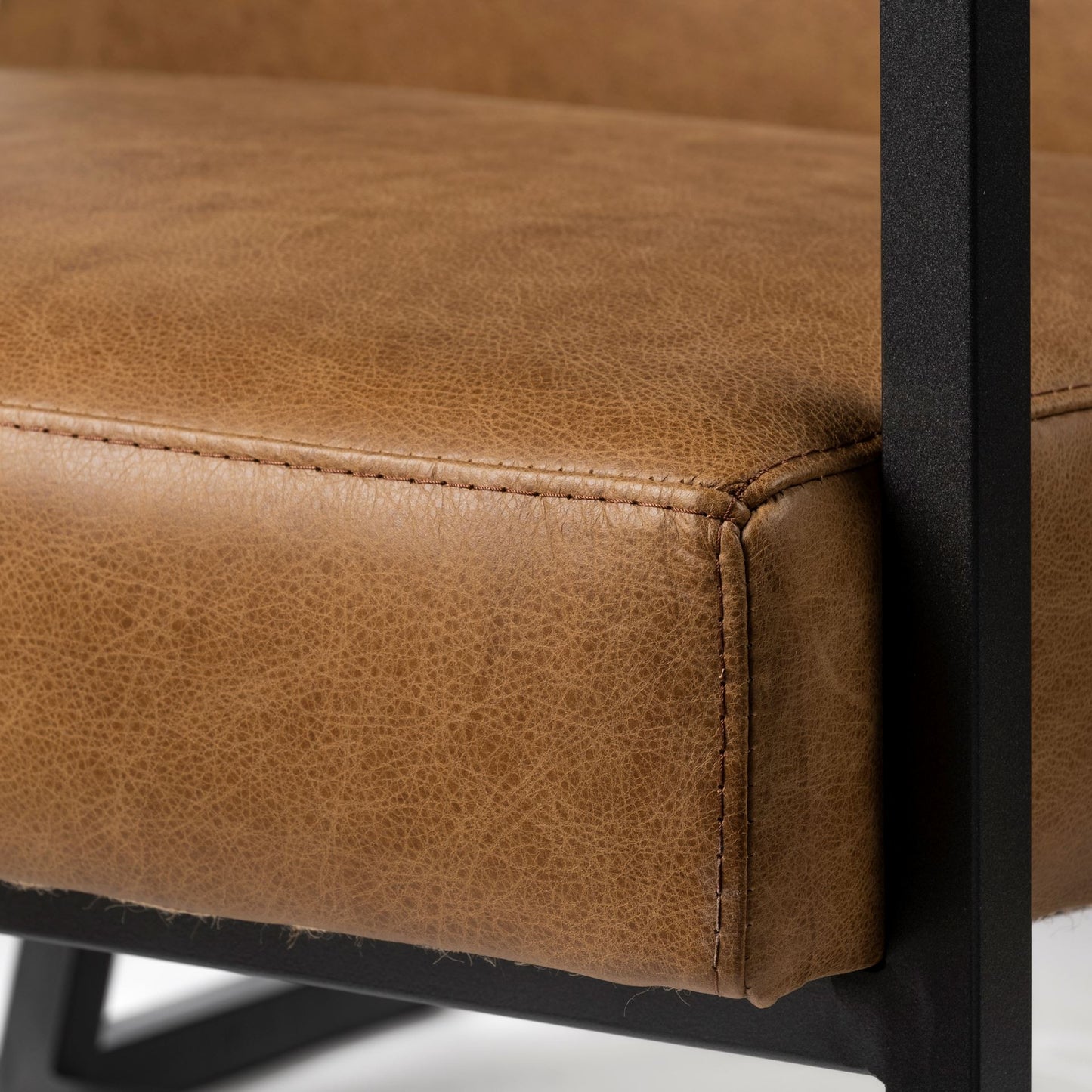 The Hartwell – Brown & Black Faux Leather Distressed Arm Chair