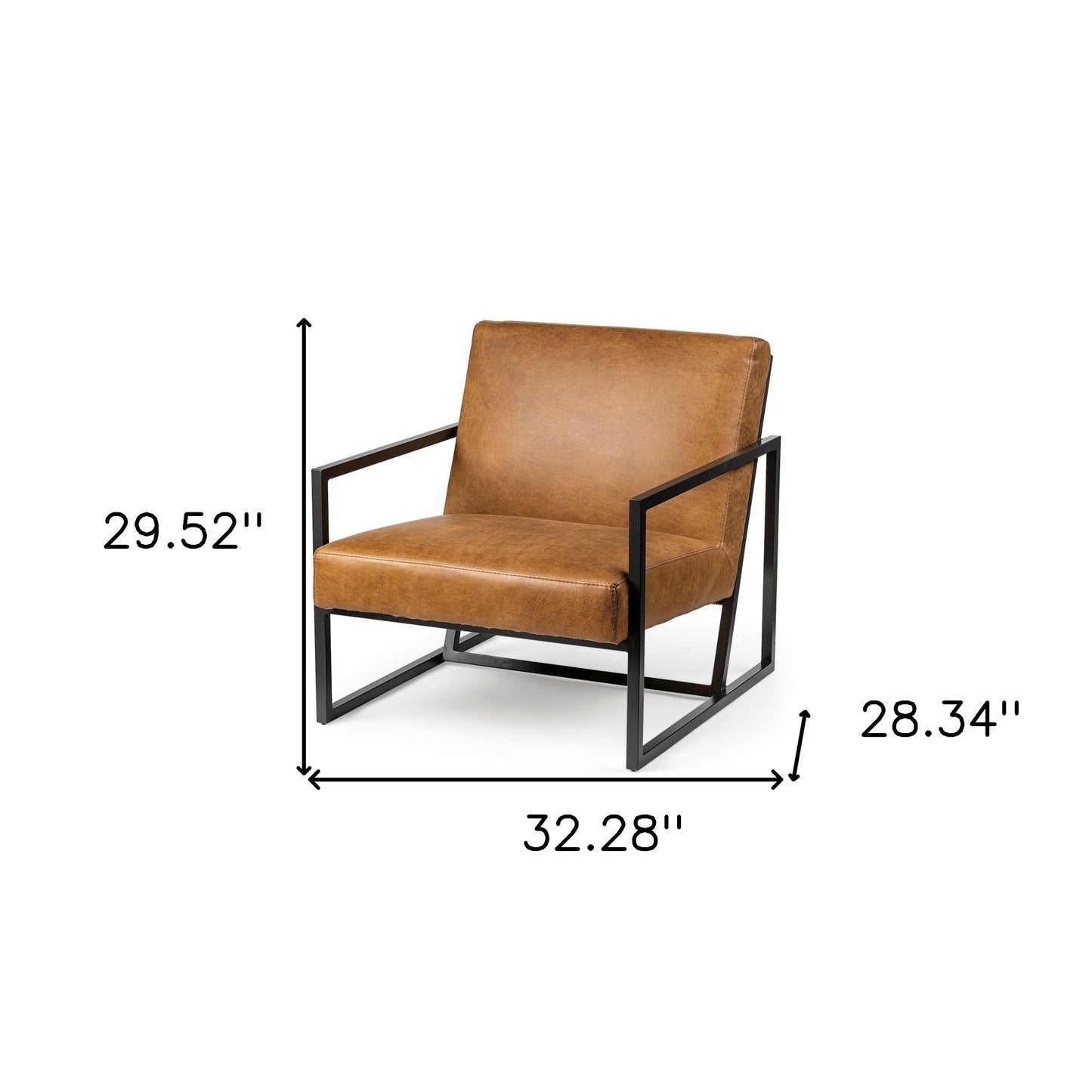 The Hartwell – Brown & Black Faux Leather Distressed Arm Chair