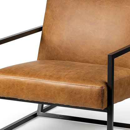 The Hartwell – Brown & Black Faux Leather Distressed Arm Chair