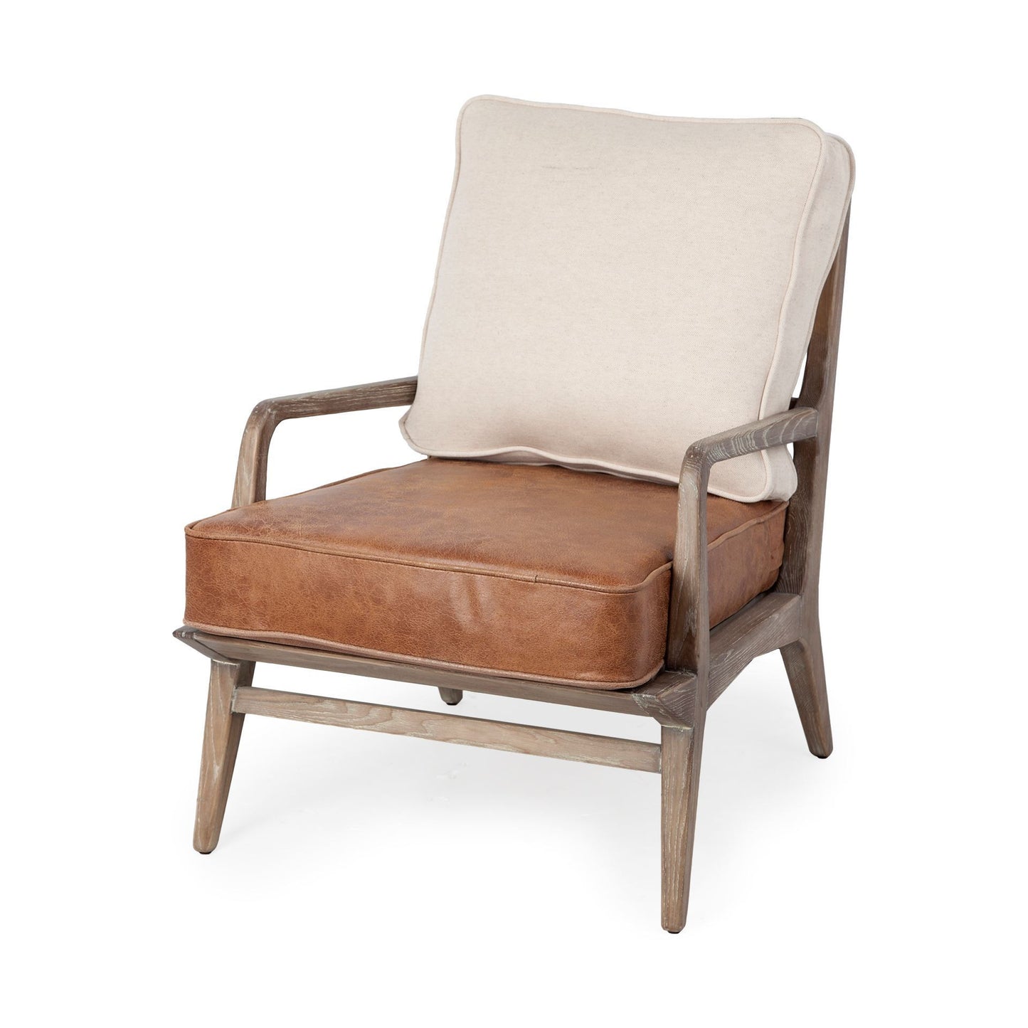 The Harleston – Beige & Brown Leather Arm Chair