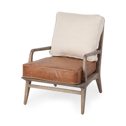 The Harleston – Beige & Brown Leather Arm Chair