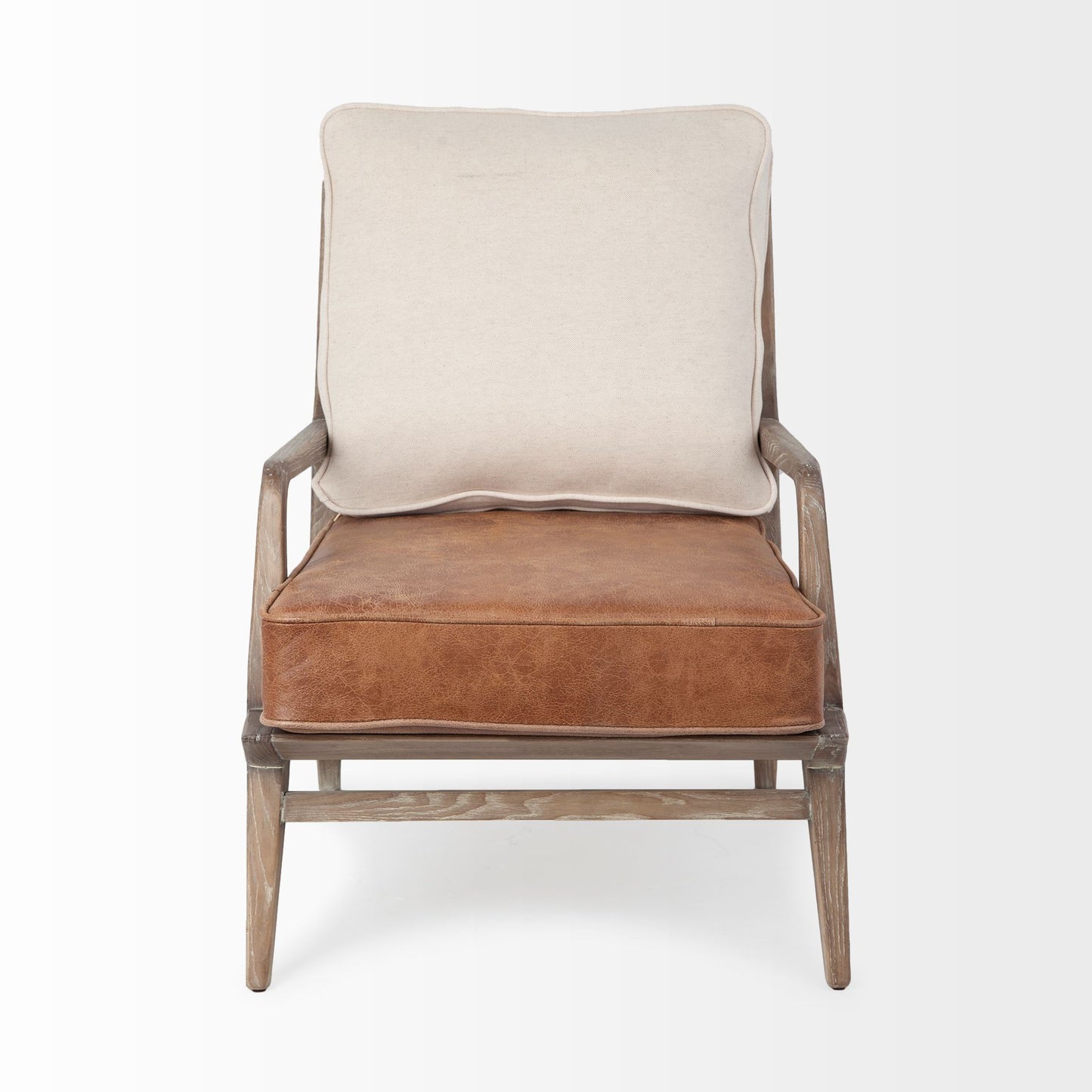 The Harleston – Beige & Brown Leather Arm Chair