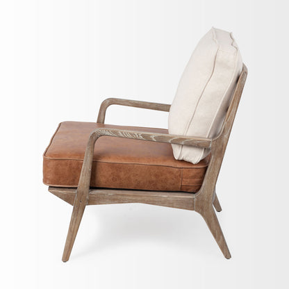 The Harleston – Beige & Brown Leather Arm Chair