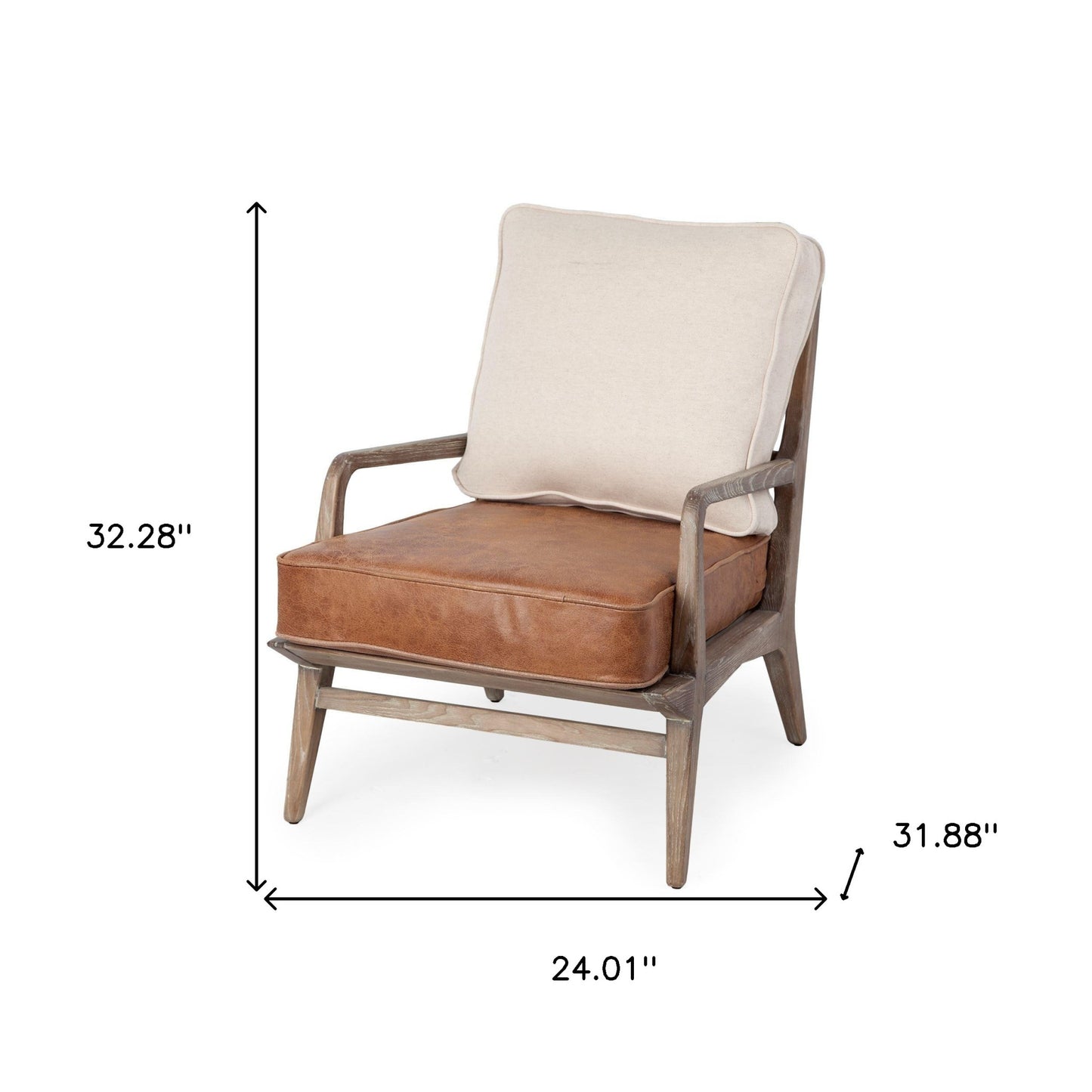 The Harleston – Beige & Brown Leather Arm Chair