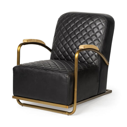 The Edisto – Black & Gold Leather Lounge Chair