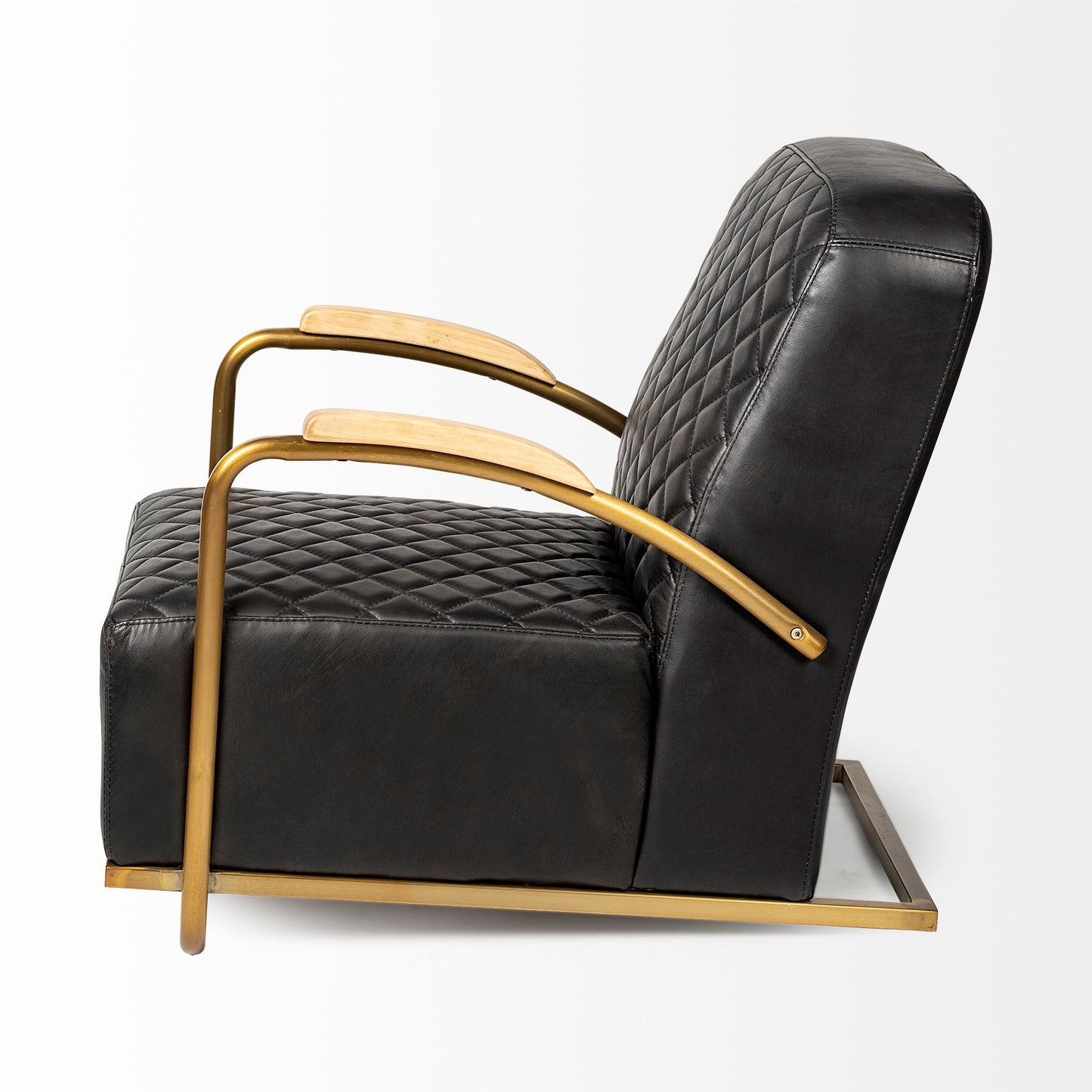 The Edisto – Black & Gold Leather Lounge Chair