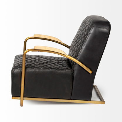 The Edisto – Black & Gold Leather Lounge Chair
