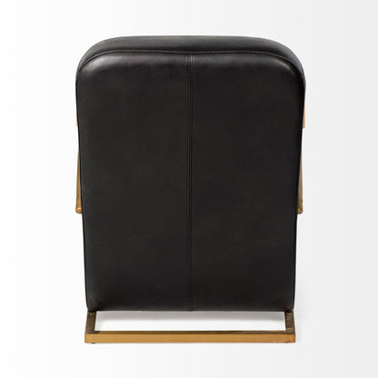 The Edisto – Black & Gold Leather Lounge Chair