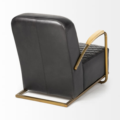 The Edisto – Black & Gold Leather Lounge Chair