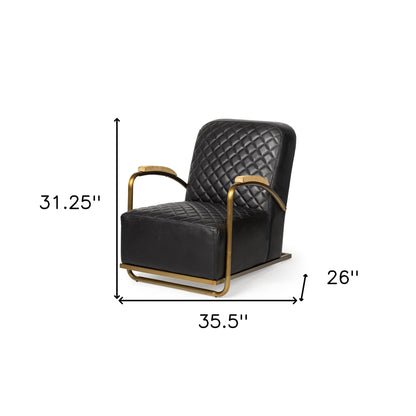 The Edisto – Black & Gold Leather Lounge Chair