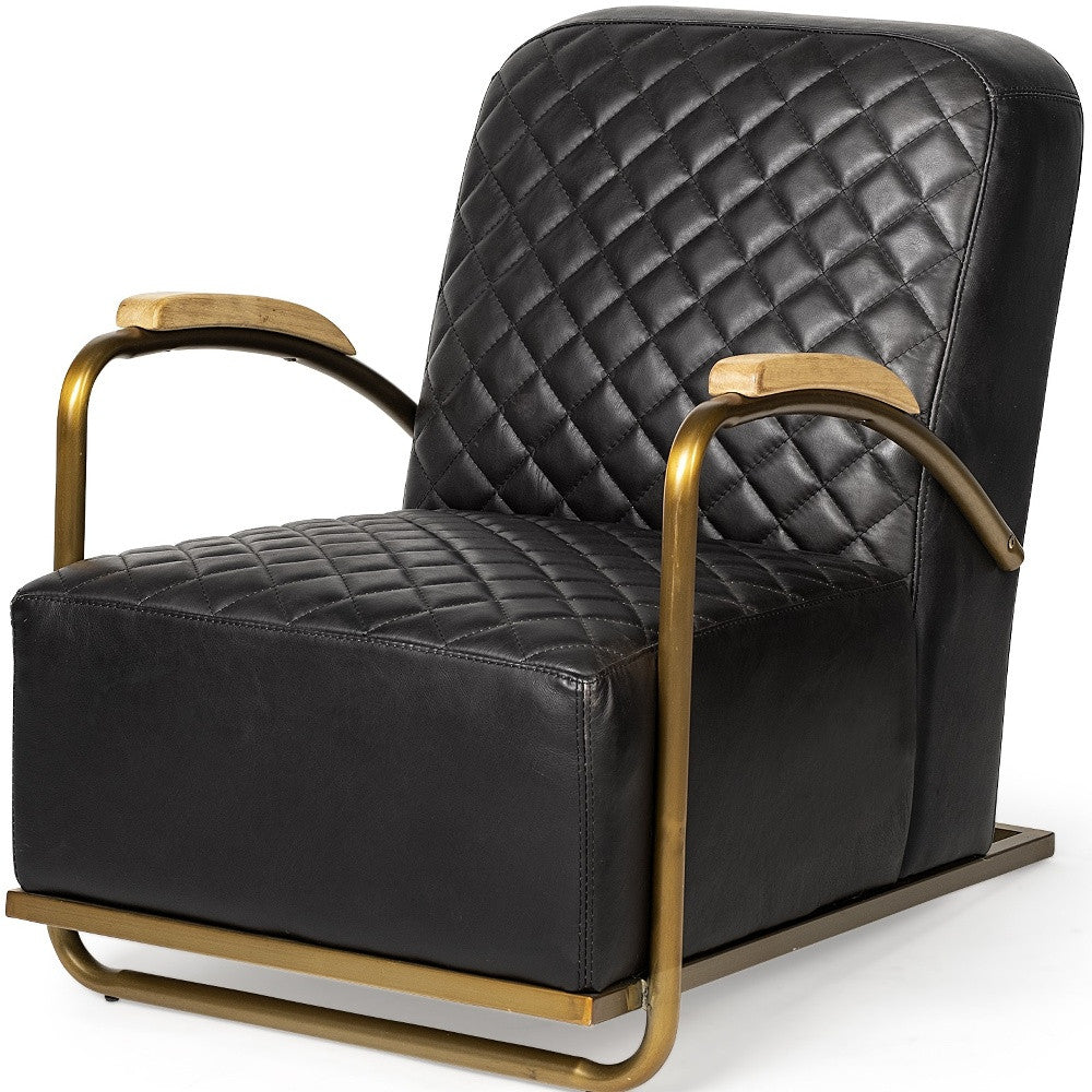 The Edisto – Black & Gold Leather Lounge Chair