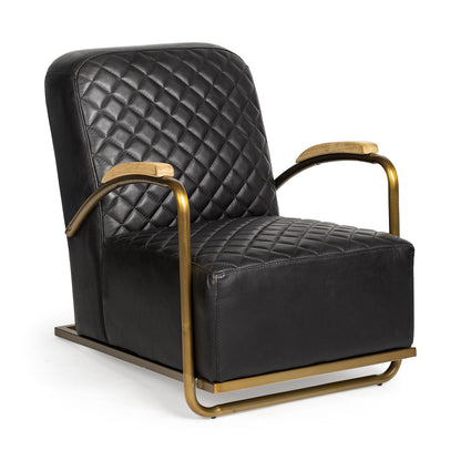 The Edisto – Black & Gold Leather Lounge Chair