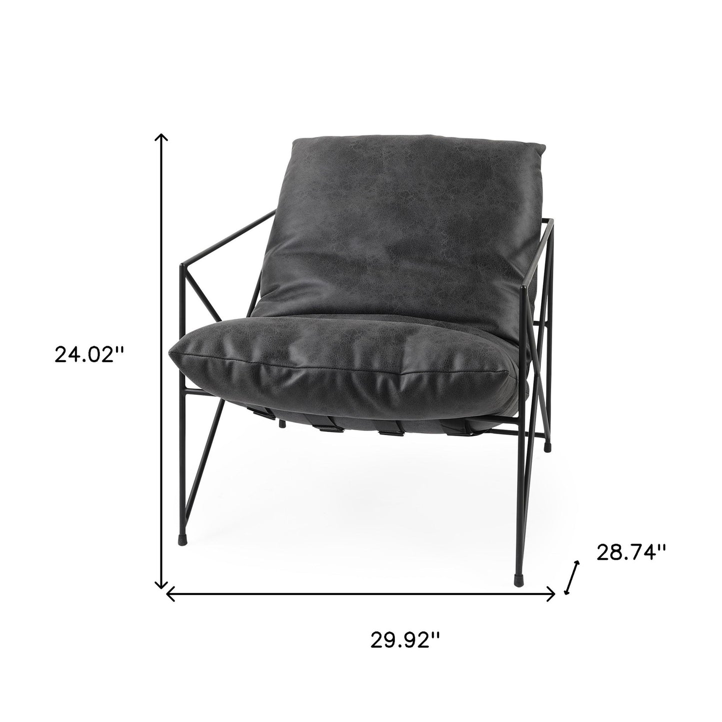 The Cal – Black Faux Leather Distressed Wingback Chair