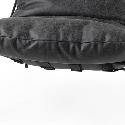 The Cal – Black Faux Leather Distressed Wingback Chair