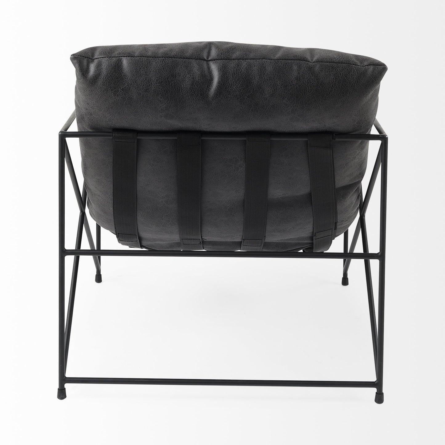 The Cal – Black Faux Leather Distressed Wingback Chair