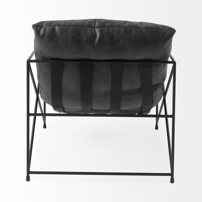 The Cal – Black Faux Leather Distressed Wingback Chair