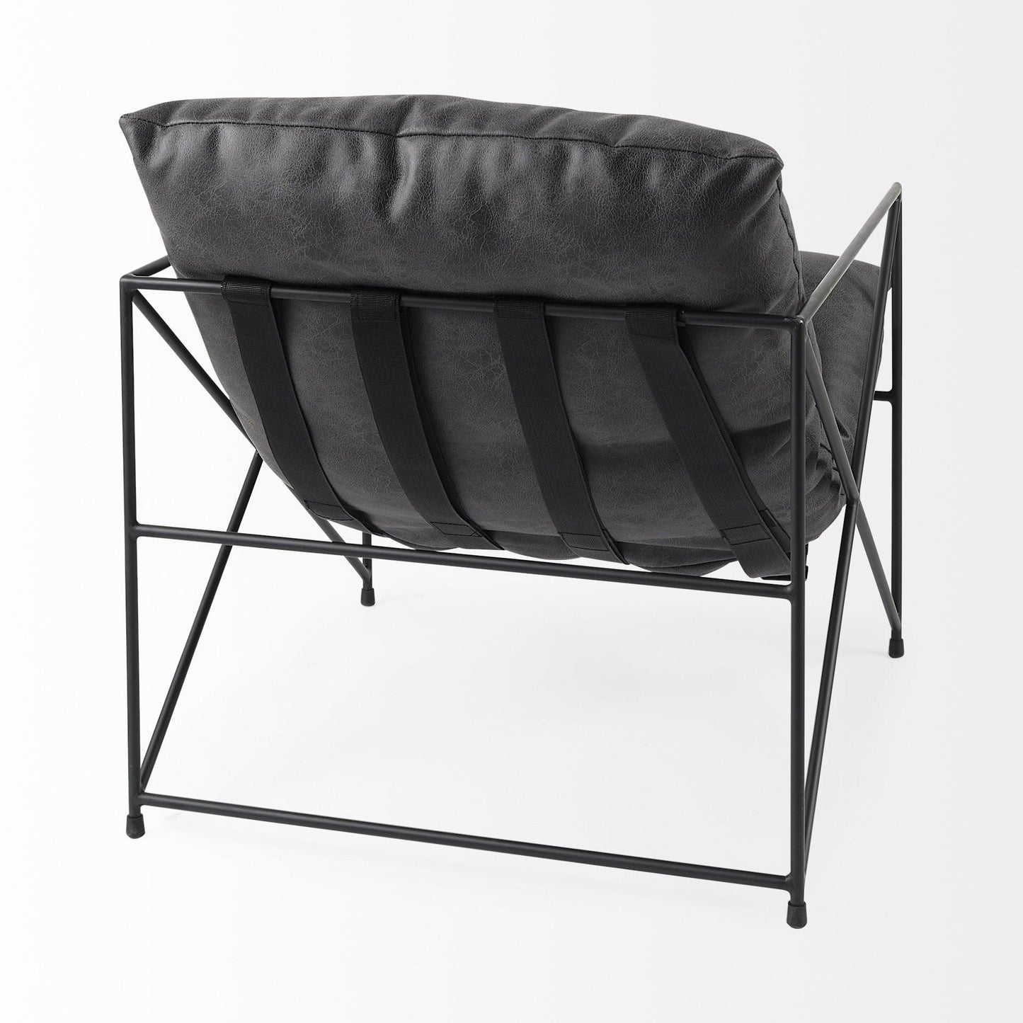 The Cal – Black Faux Leather Distressed Wingback Chair