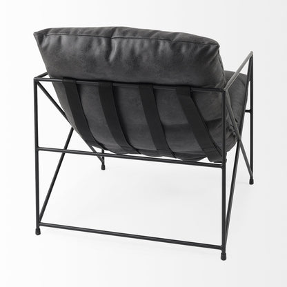 The Cal – Black Faux Leather Distressed Wingback Chair