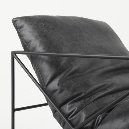 The Cal – Black Faux Leather Distressed Wingback Chair