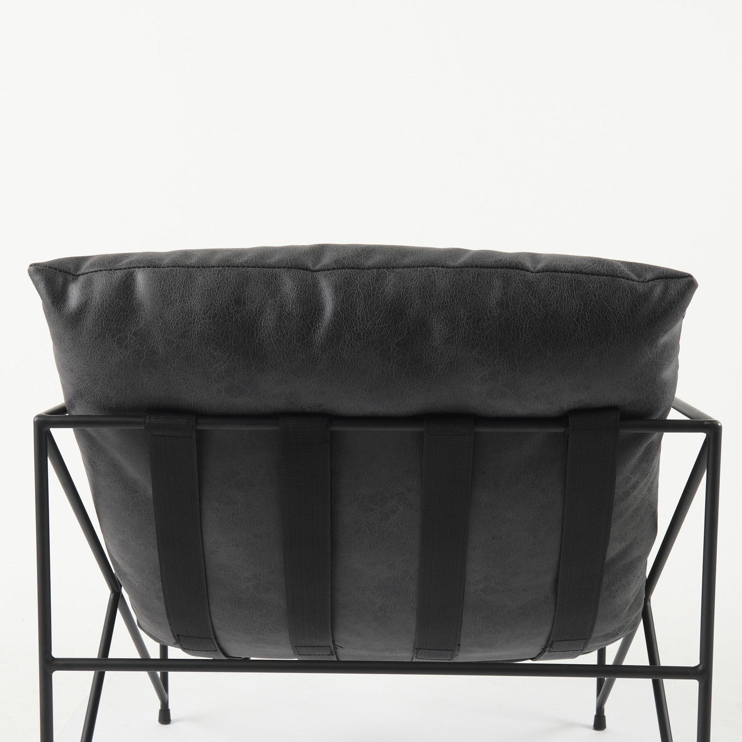 The Cal – Black Faux Leather Distressed Wingback Chair