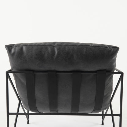 The Cal – Black Faux Leather Distressed Wingback Chair