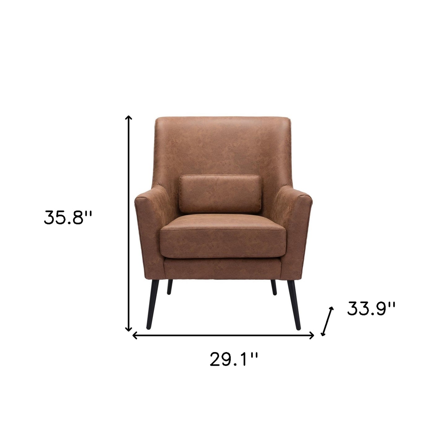 The Britton – Brown & Black Faux Leather Accent Chair with Toss Pillow