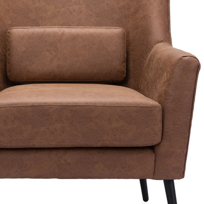 The Britton – Brown & Black Faux Leather Accent Chair with Toss Pillow