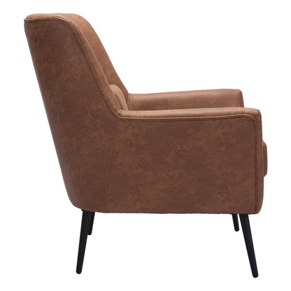 The Britton – Brown & Black Faux Leather Accent Chair with Toss Pillow