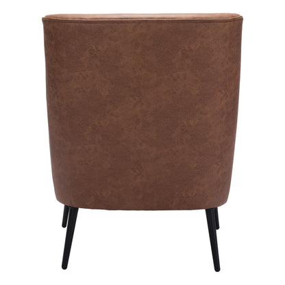 The Britton – Brown & Black Faux Leather Accent Chair with Toss Pillow
