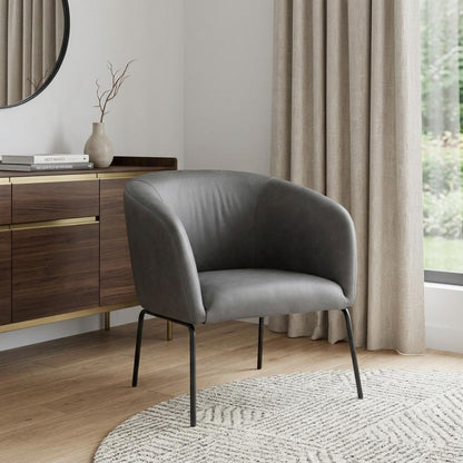 The Kamden – Gray & Black Faux Leather Club Chair