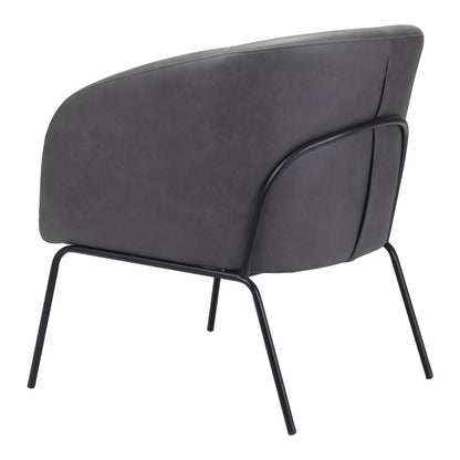 The Kamden – Gray & Black Faux Leather Club Chair