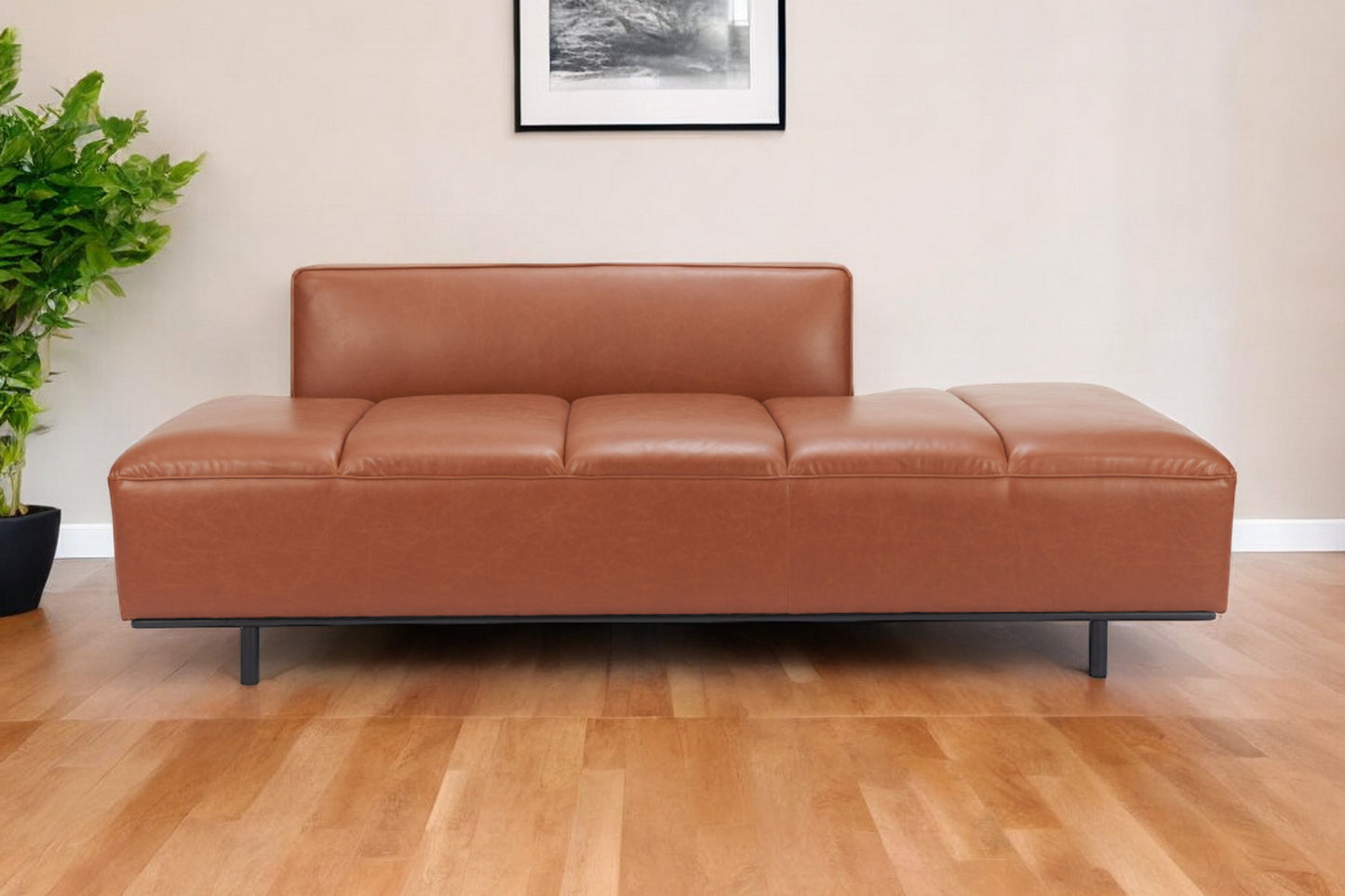 Orion Modern Sofa – Brown Faux Leather