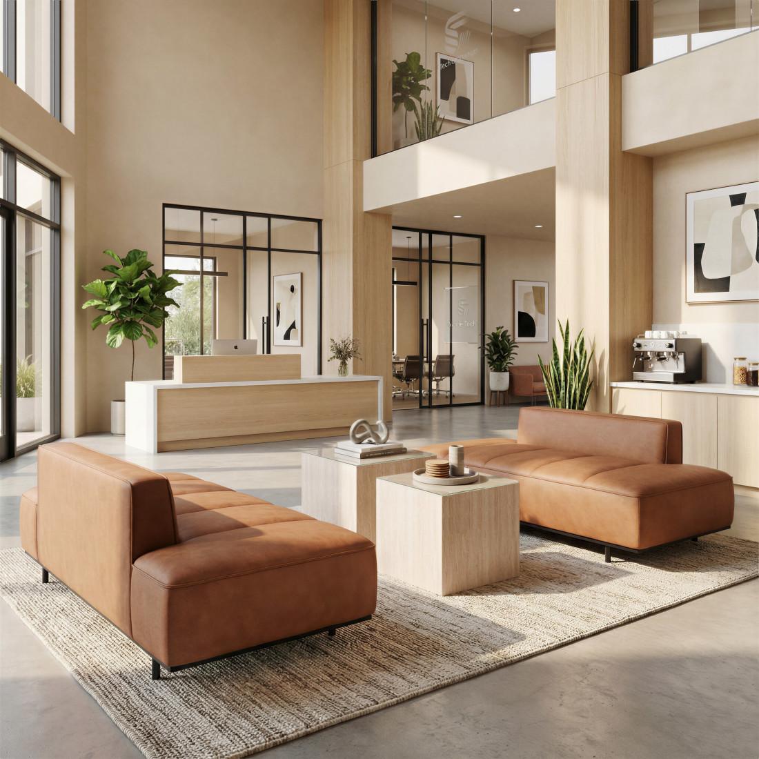 Orion Modern Sofa – Brown Faux Leather