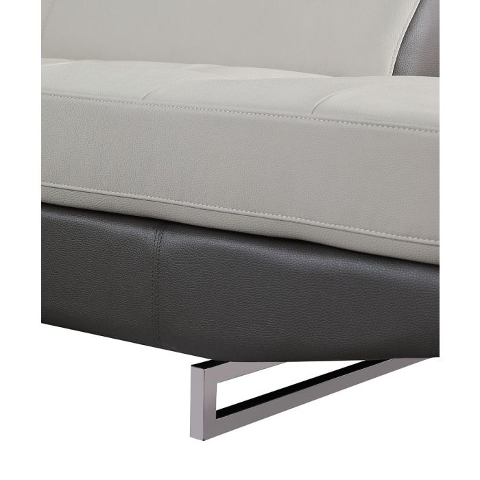 The Lucera – Gray Leather Left-Arm Facing Chaise Sectional