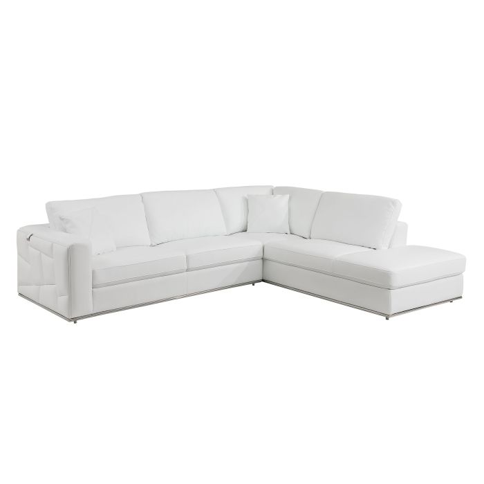 The Valerio – White Italian Leather Right Arm Facing Sectional