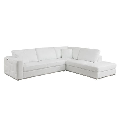 The Valerio – White Italian Leather Right Arm Facing Sectional