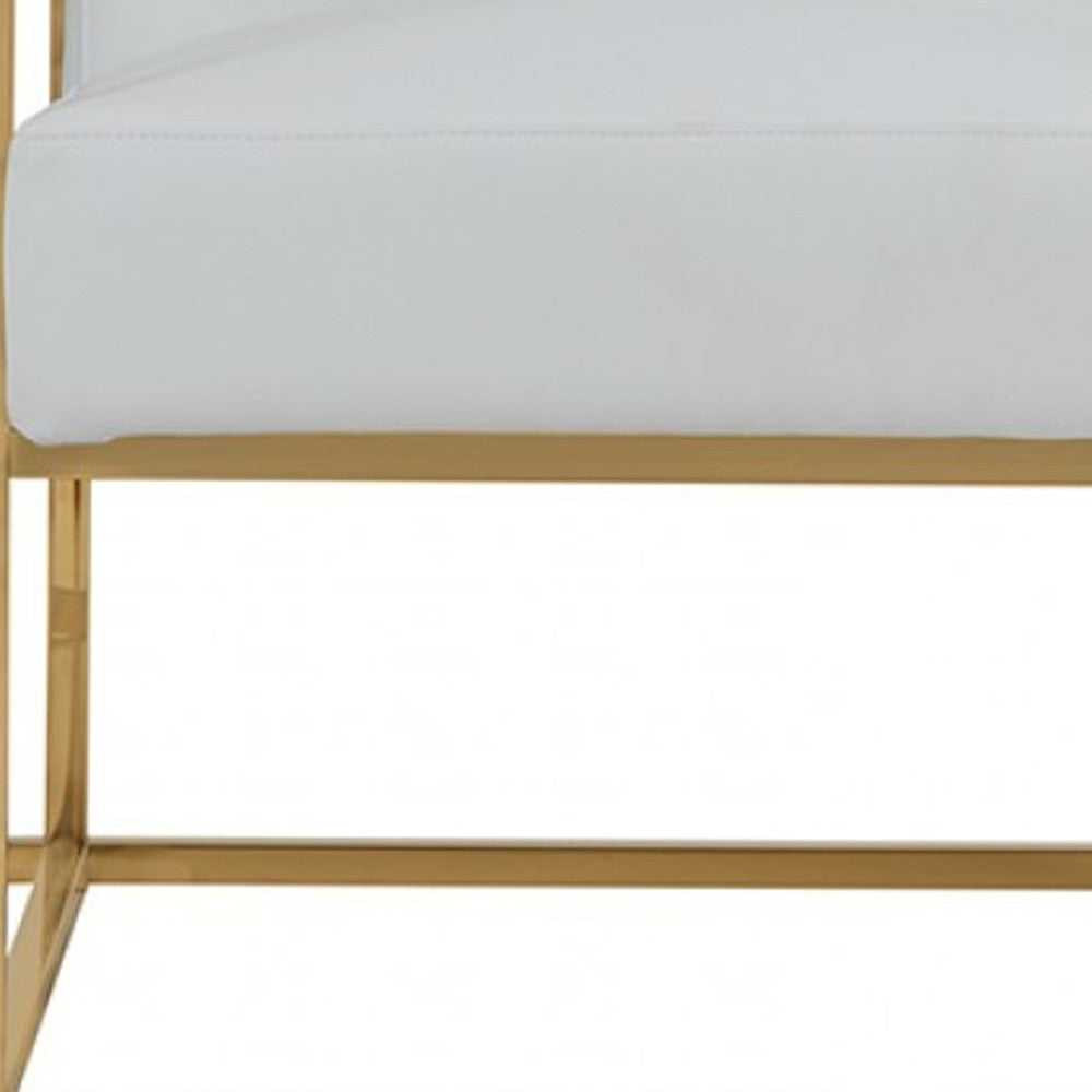 The Brantley – White & Gold Faux Leather Lounge Chair