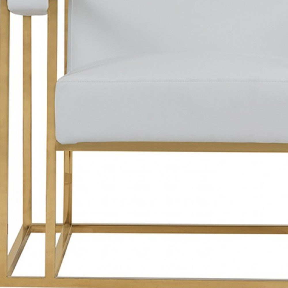 The Brantley – White & Gold Faux Leather Lounge Chair